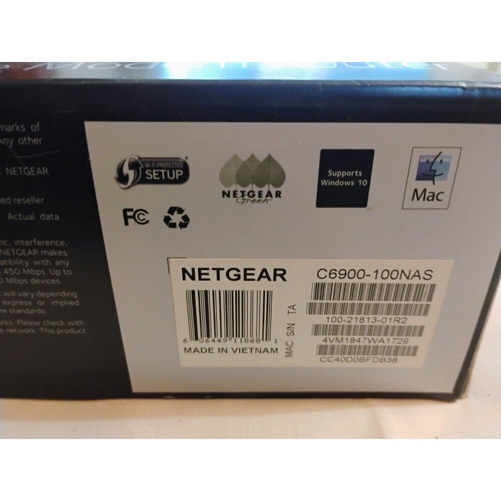 NETGEAR Nighthawk AC1900 WiFi Cable Modem Router C6900 - Picture 2 of 7